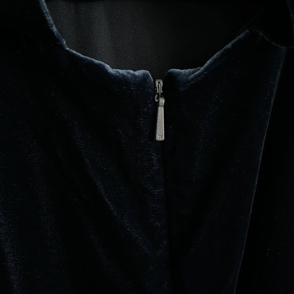 Whistles Plush Velvet Midi Crew Neck Open Back Dress In Sapphire Color Size US 8 - Picture 5 of 12